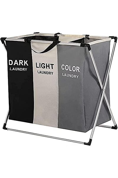 Primo Plus 3 Sections, Laundry Sorter Basket ,Foldable Divided Storage Large Dirty Clothes Organizer