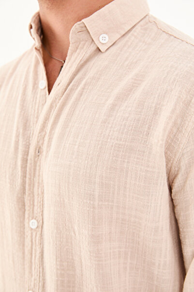 No Way Ανδρικό πουκάμισο Regular Fit 100% βαμβακερό λινό Biem