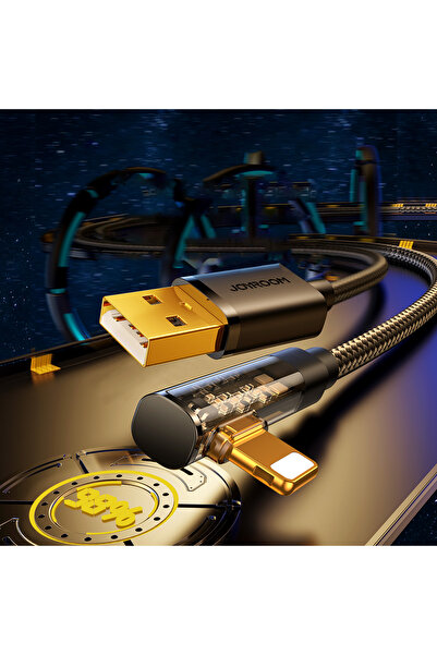 Joyroom Kątowy kabel iPhone Lightning - USB do ładowania i transferu danych 2.4A 1.2m czarny