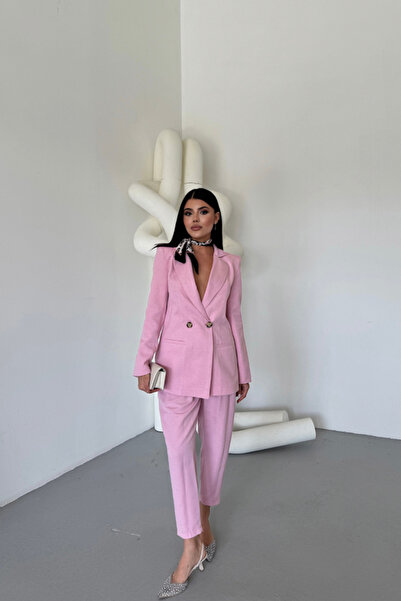 Vogueway Linen Jacket - Pants Suit - Pink