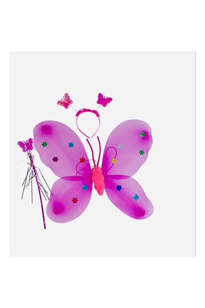 OEM Set butterfly costume for kids, 3 pieces, wings, wand, and headband, LED light up wings, pink
