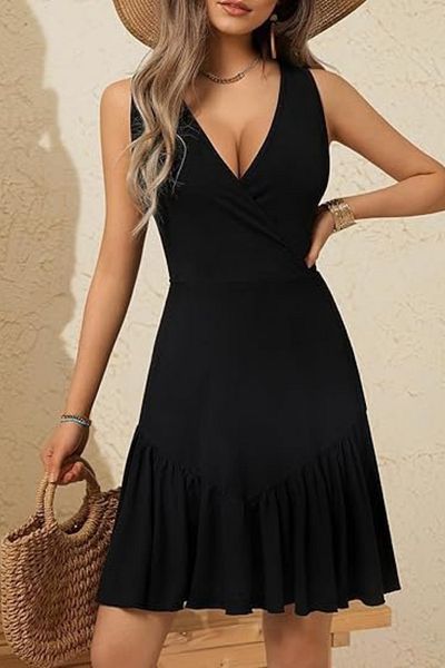 Modayakamoz New Season Women's Strap Double Breasted Collar Ruffled Janjan Crepe Dress