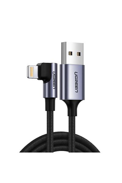 Ugreen Kątowy kabel przewód do iPhone USB - Lightning MFI 2.4A 1m czarny