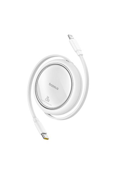 Baseus Kabel przewód zwijany Free2Pull USB-C - iPhone Lightning 20W 1m - biały
