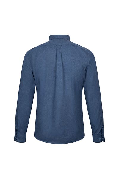Hatemoğlu Navy Blue Slim Fit Button Collar Cotton Long Sleeve Shirt