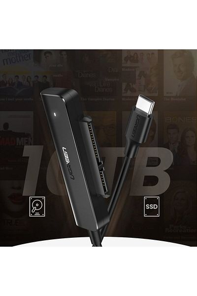Ugreen Adaptor SATA III 3.0 la USB-C HDD SSD de 2,5'' - Negru