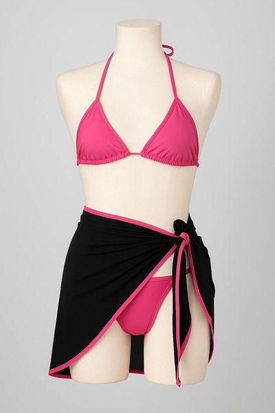 Stail Moda Women's Burgundy 3-Piece Side and Neck Tie Triangle Bikini Beach Swimsuit Nightdress Sea Suit