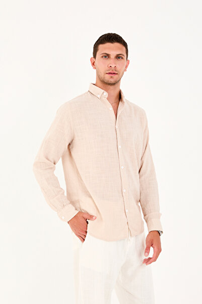 No Way Ανδρικό πουκάμισο Regular Fit 100% βαμβακερό λινό Biem