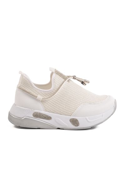 AYAKMOD Pantofi casual de damă cu broderie de piatră albă Anorak 702498 Z