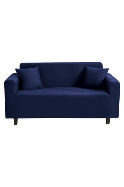 OEM Husă elastică pentru canapea, Uni, 2 locuri, 140x180cm, bleumarin