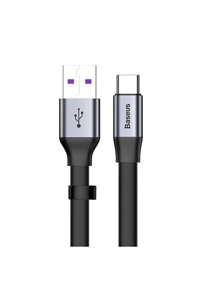 Baseus Simple płaski kabel przewód USB USB-C 5A 40W Quick Charge 3.0 QC 3.0 23cm szary