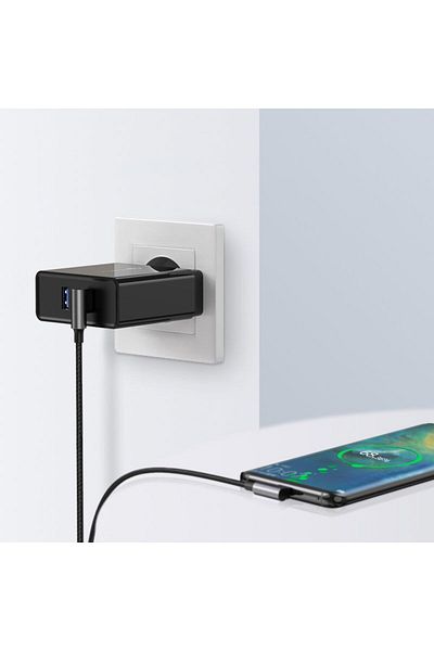 Ugreen Cablu USB unghiular - USB-C QC 3.0 3A 1m gri