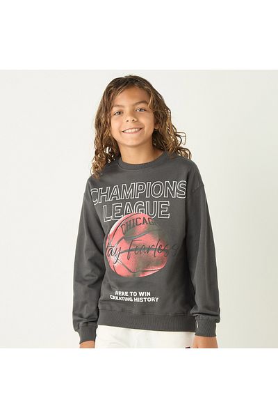 Juniors Graphic Print Sweatshirt with Long Sleeves