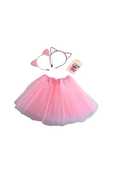 OEM Set fustita tulle roz cu coronite si clamite