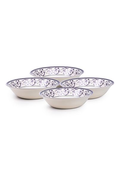 Claytan Callista Purple 9.2-Inch Porcelain Salad Bowl (Purple & White, Set Of 4)