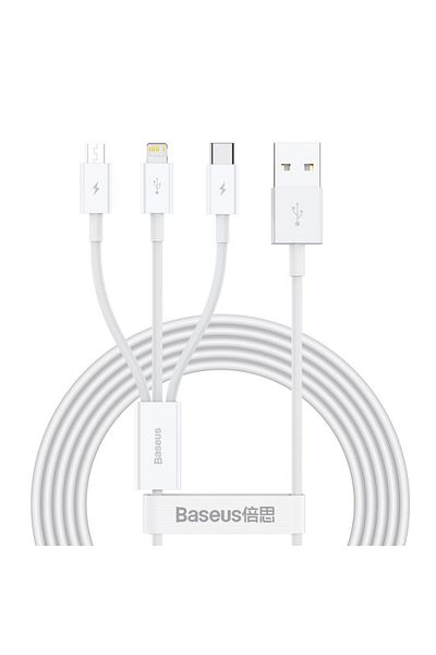 Baseus Superior 3w1 kabel USB Iphone Lightning USB-C microUSB 3.5 A 1.5 m Biały