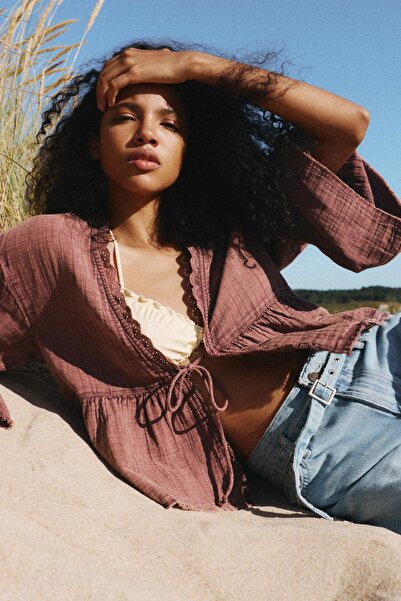 Pull & Bear Dantelli Rustik Bluz