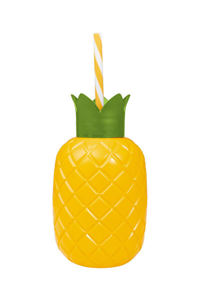 Solmazer By Styli Pineapple Shaped Water Bottle with Straw - 720ml