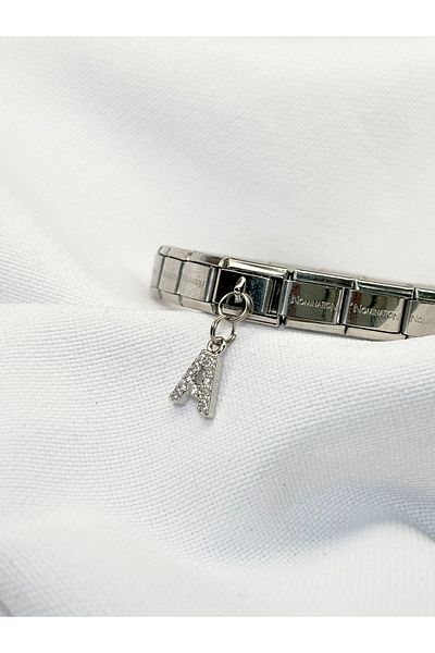 Sumen Butik Italian Bracelet Charm with Letter a Stone, Charm