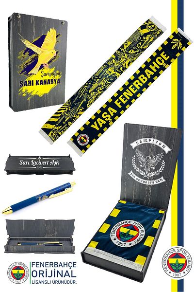 Fenerbahçe Original Licensed Age Shawl Scarf and Hybrid Ballpoint Pen Set