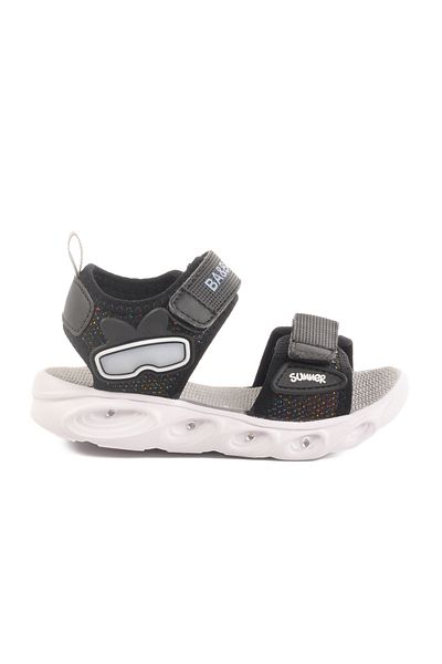 AYAKMOD Black Velcro Lighted Boys Sports Sandals 018127 P