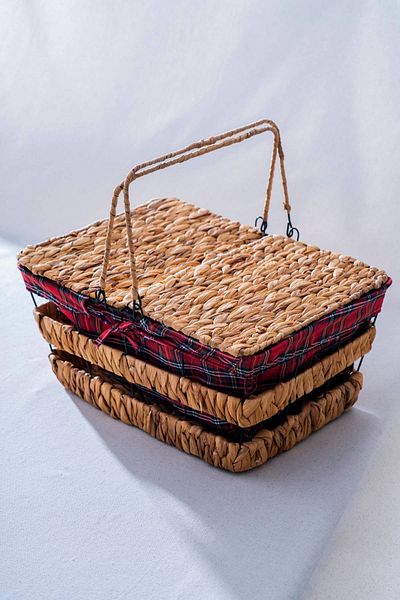 ACAR Rustika Nomia Wicker Picnic Basket with Lid - 39 cm
