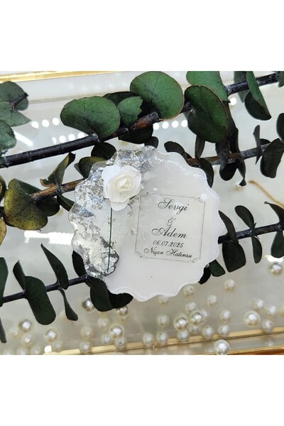 Hayaller Dükkanı 30 Adet TEk Güllü Epoksi Magnet Buzdolabı Süsü Nişan Nikah Ş...