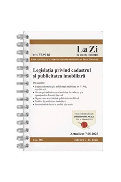 Editura CH Beck Legislatia privind cadastrul si publicitatea imobi