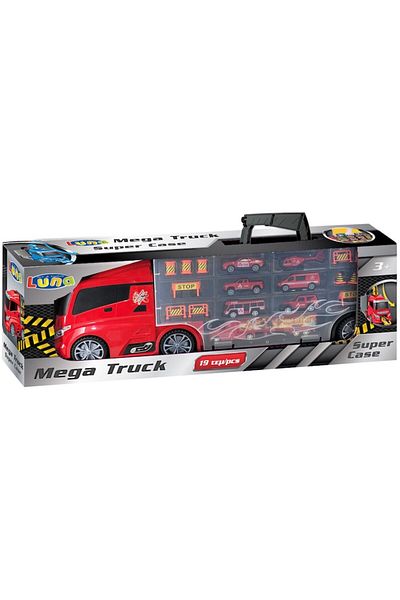 Luna Set de joaca - Camion Transportator masinute - Pompieri, 19 piese