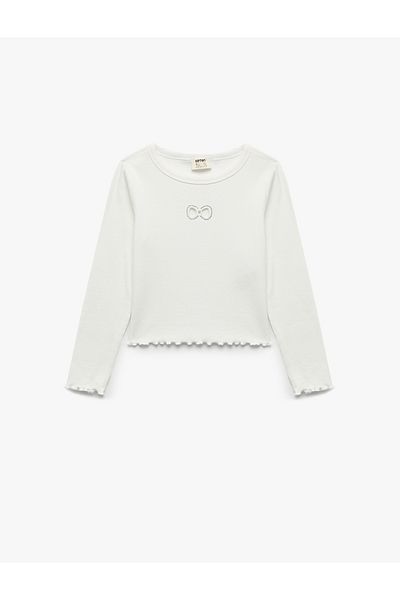 Koton Long Sleeve Crew Neck Bow Window Detail Camisole T-Shirt