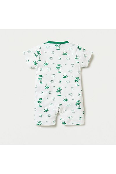 Juniors All-Over KSA National Day Print Romper with Short Sleeves