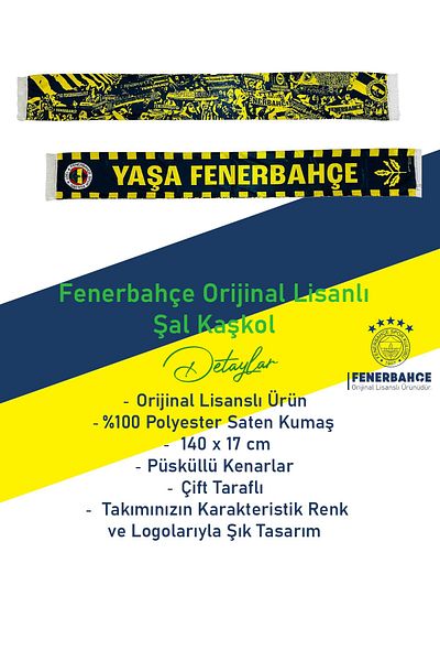 Fenerbahçe Original Licensed Satin Shawl Scarf