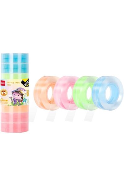 Deli شريط مكتبي ملون EA689 - 18 مم × 30 ياردة، 38 ميكرومتر، شفاف، قابل للتمزي...