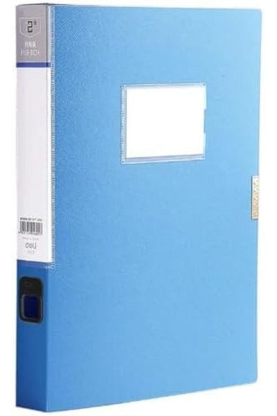 Deli E5605 A4 Paper File Box, 35 mm Size, Blue/Black