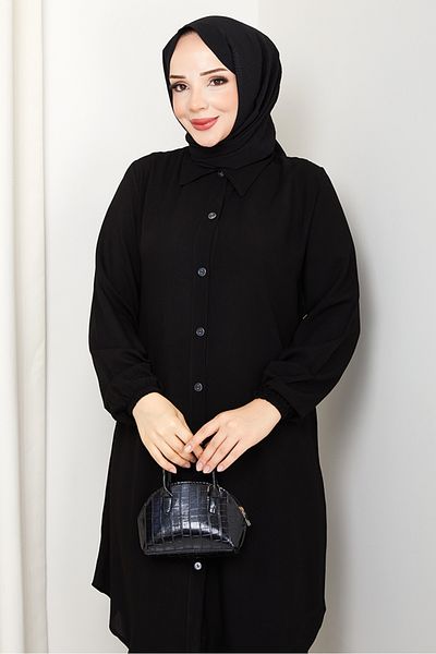 Bestenur Larya Woven Viscose Double Set 1577 - Μαύρο