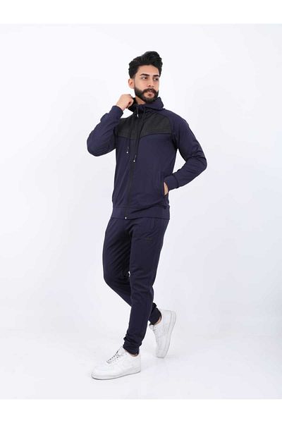 TUWAN sport Men's Diver Fabric Digital Printing Raised Zippered Hooded Sweatpants Set