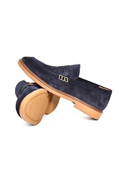 Tuna Hakiki Süet Deri Lacivert Loafer Erkek Ayakkabı - 242023