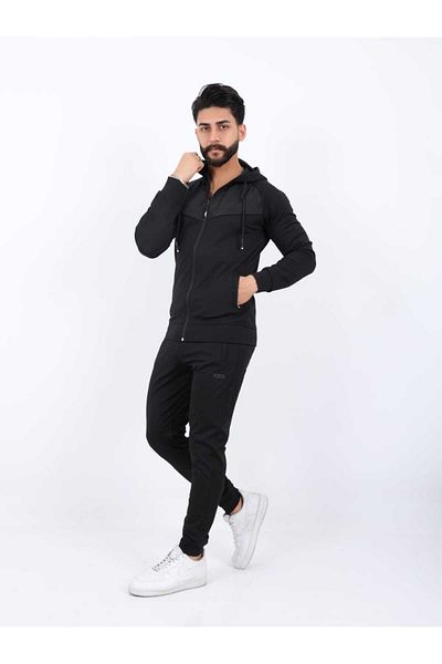 TUWAN sport Men's Diver Fabric Digital Printing Raised Zippered Hooded Sweatpants Set