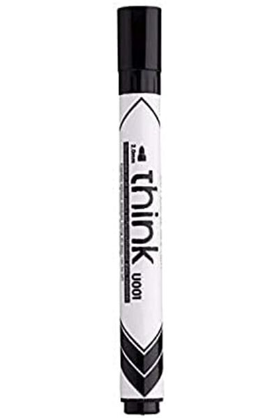 Deli think 2.0 mm bullet tip dry erase markers with low odour ink, black