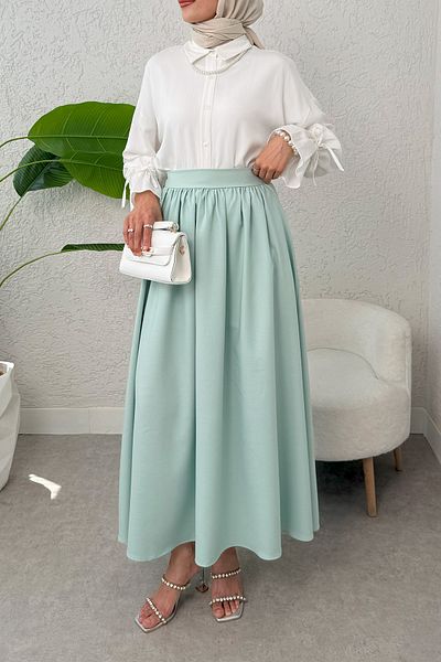 Salih Çelebi Bell Cut Flared Φούστα 2323 - WATER GREEN