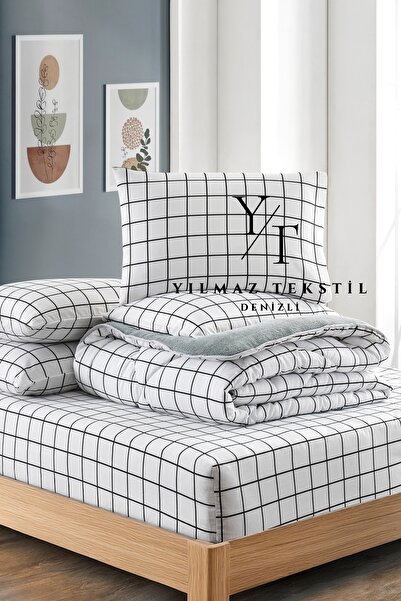 ChicMaison Double Fluffy Sleeping Set | Elastic Sheet | Dowry Set | Dowry Team | White Square