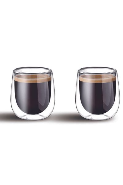 Cuisine Art By Styli Cuisine Art Double Walled Glass Coffe Cups 2-Piece Set, 80 Ml Capacity, Gc-308-80