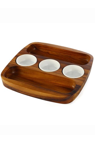 Billi By Styli Billi Wooden 2 Side Chip & Salsa Serving Tray