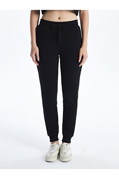 LC Waikiki Μαύρο γυναικείο παντελόνι jogger με ελαστική μέση