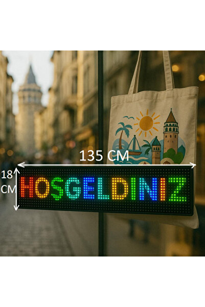 aotechnology Led Ekran Panel Matrix Cama Yapışan Tabela Telefonla Kontrol Edilebilen Uzaktan Kumandalı 18CM*135CM