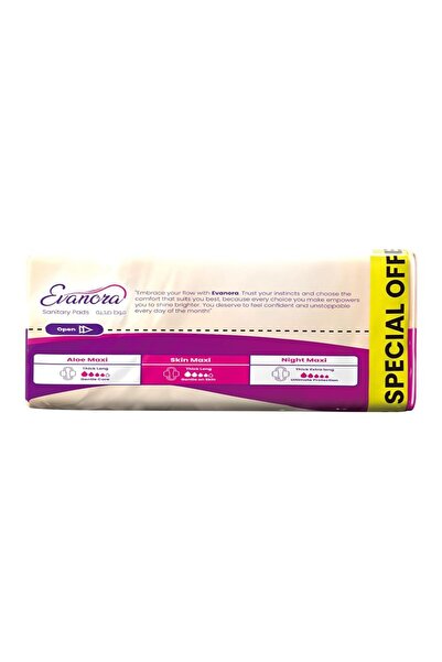Evanora Sanitary Pads Skin Maxi 36 Count Feminine Hygiene Pads for Sensitive Skin.