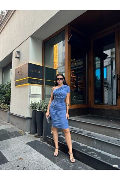 ZenWave Rochie de damă din țesătură nisipoasă, cu umăr dezactivat și cu detaliu cu șnur la spate