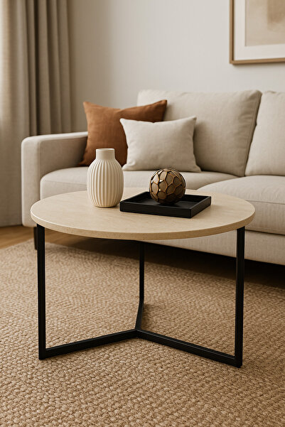 AssuCass Metal Orta Sehpa Traverten