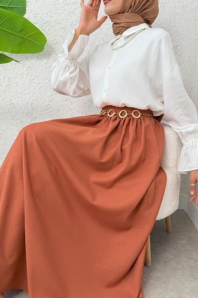 Salih Çelebi Bell Cut Flared Φούστα 2323 - TABA