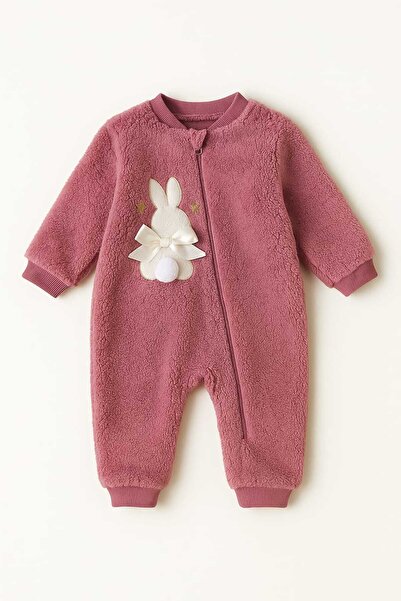 BabyBlue Winter Welsoft Girls Jumpsuit Without Booties Rabbit Decoration